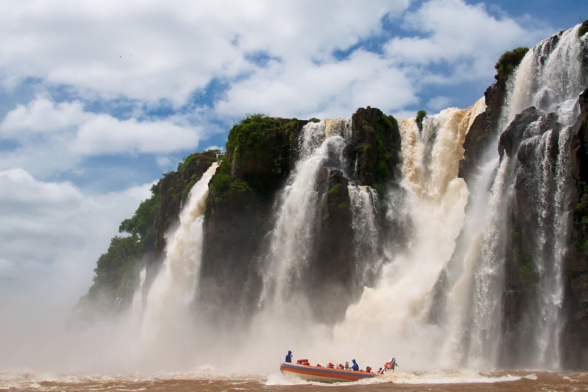 Boat below the falls on the Iguazu River